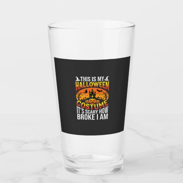 Lustiges kaputtes Halloween-Kostenümdesign für ein Glas (Vorderseite)