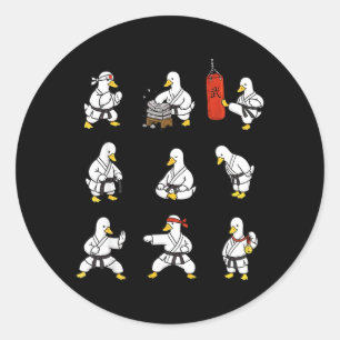 Lustiges Karate Dummer Gans Martial Arts Kämpfen Runder Aufkleber