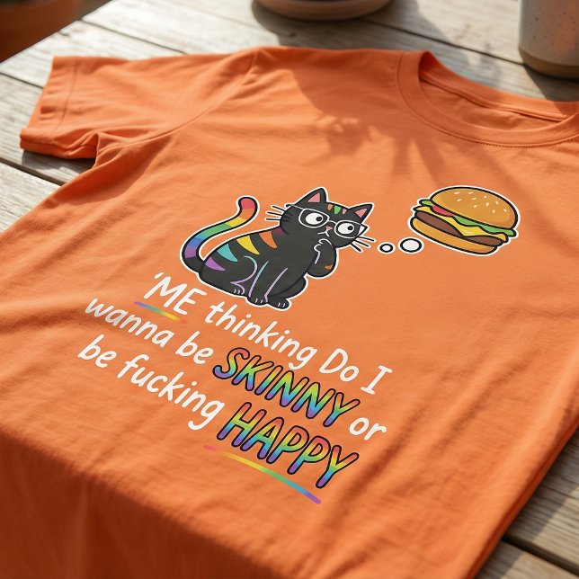 Lustiges Katze Burger T-Shirt | Dünn oder Glücklic (Von Creator hochgeladen)