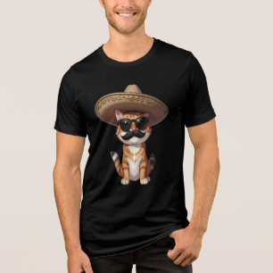 Lustiges Katze-mit-Sombrero-Hut-T-Shirt Tri-Blend Shirt