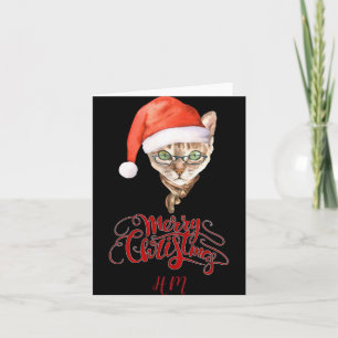 Lustiges Katze Santa Winter Frohe Weihnachten T-Sh Karte
