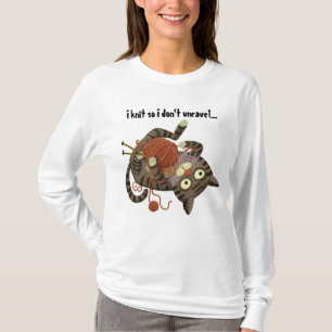 Lustiges Katze Stricken Thema T-Shirt Stricker Ges
