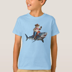 Lustiges Katze-und-Hai-Kinder-T-Shirt T-Shirt