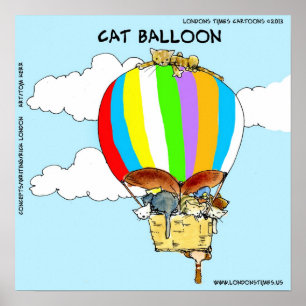 Lustiges Katzen-Ballon-Plakat Poster