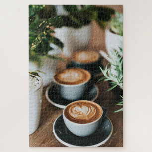 Lustiges Katzen-Design für Kaffee liebende Program Puzzle