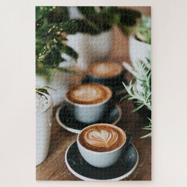 Lustiges Katzen-Design für Kaffee liebende Program Puzzle (Vertikal)