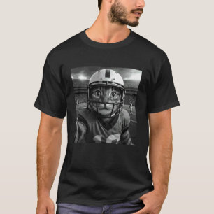 Lustiges Katzen-Fußball-Sport-Portrait-Meme T-Shirt
