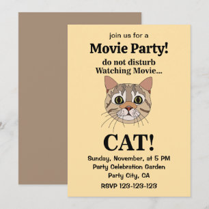 Lustiges Katzen-Gesicht Film-Party Einladung