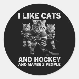 Lustiges Katzen-Hockey-Geschenk für Introvertierte Runder Aufkleber