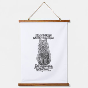 Lustiges Katzen-Meme für Katzenbesitzer und Katzen Wandteppich Mit Holzrahmen