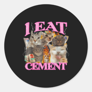 Lustiges Katzen-Meme Ich esse Zement Japanischer S Runder Aufkleber