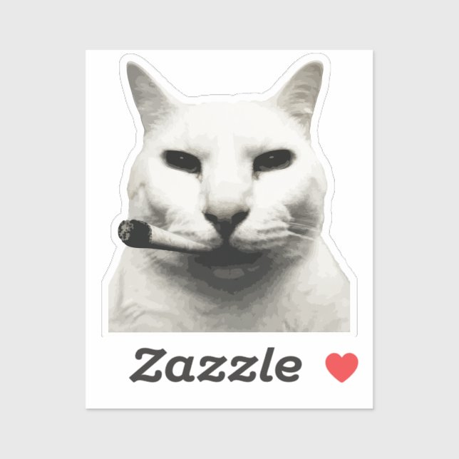 Lustiges Katzen-Meme rauchende Katze Zigarette Aufkleber (Blatt)
