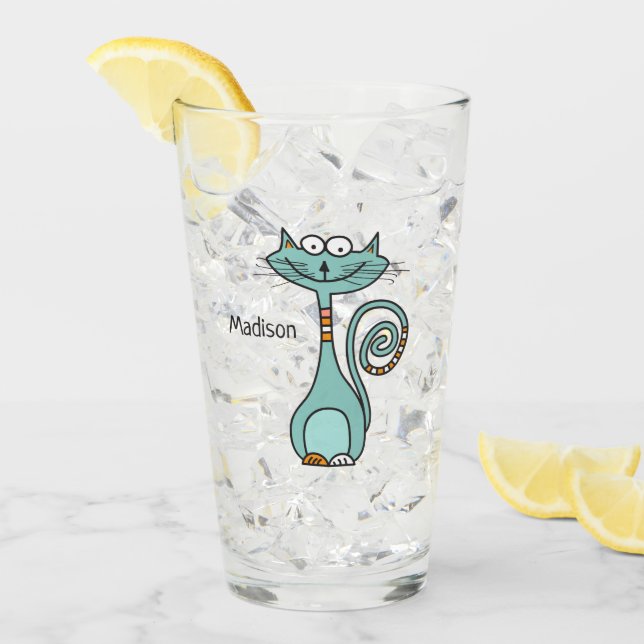 Lustiges Katzen-Name-Literglas Glas (Vorderseite Ice)