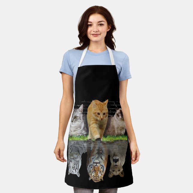 Lustiges Katzen-Reflektions-Geschenk-Design Idee Schürze (Getragen)