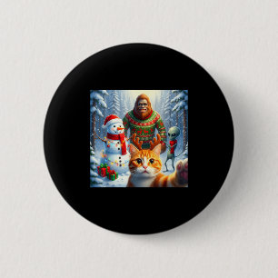 Lustiges Katzen-Selfie Bigfoot Humor Männer Frauen Button