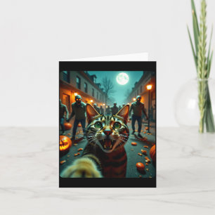 Lustiges Katzen-Selfie Halloween Zombies Humor  Karte