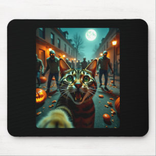 Lustiges Katzen-Selfie Halloween Zombies Humor Mousepad