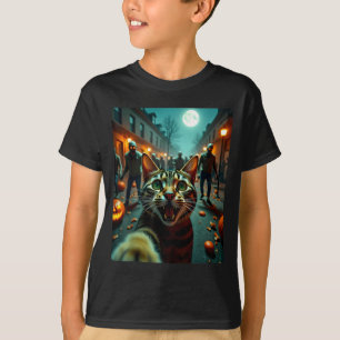 Lustiges Katzen-Selfie Halloween Zombies Humor  T-Shirt