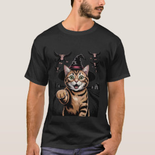 Lustiges Katzen-Selfie Hexe Fliegende Affen Grusel T-Shirt