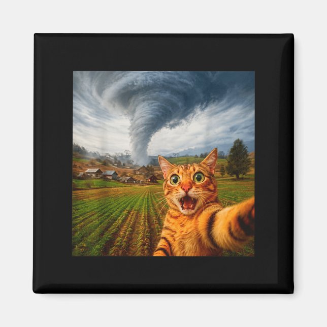 Lustiges Katzen-Selfie-Meme-Tornado Magnet (Vorne)