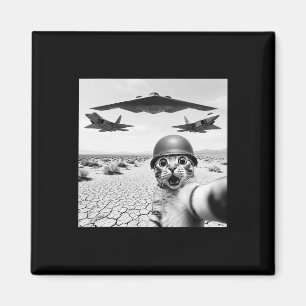 Lustiges Katzen-Selfie mit amerikanischen Kampfjet Magnet