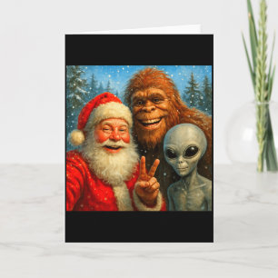 Lustiges Katzen-Selfie mit dem Weihnachtsmann &amp Karte