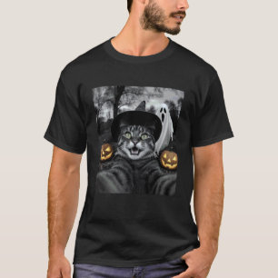 Lustiges Katzen-Selfie mit einer Hexe & Geist Grus T-Shirt