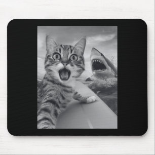 Lustiges Katzen-Selfie mit Hai Mousepad