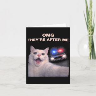 Lustiges Katzen-Selfie mit Polizei-Style-Meme-Graf Karte