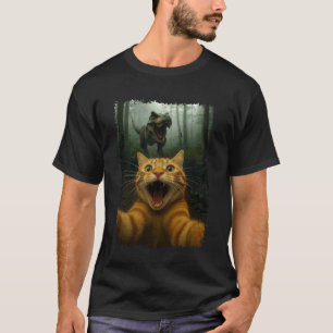 Lustiges Katzen-Selfie mit T-Rex-Dinosaurier T-Shirt