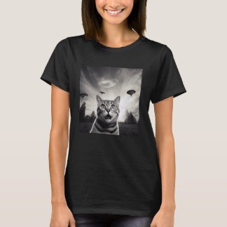 Lustiges Katzen-Selfie mit UFO T-Shirt