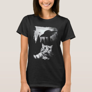 Lustiges Katzen-Selfie mit UFOs T-Shirt