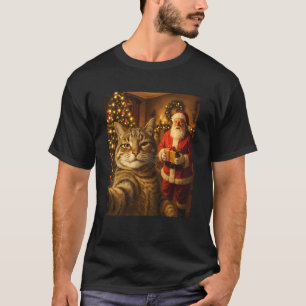 Lustiges Katzen-Selfie mit Weihnachtsmann Weihnach T-Shirt