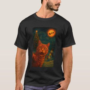 Lustiges Katzen-Selfie-Santa-Schneemann-Sternennac T-Shirt