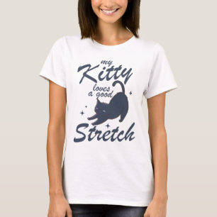 Lustiges Katzen-Stretch-Shirt – Süßes Kitty-Yoga-G T-Shirt
