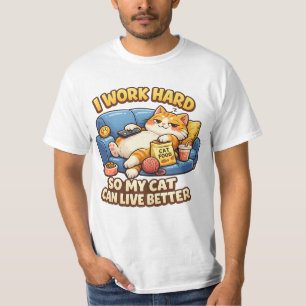Lustiges Katzen T-Shirt Ich Arbeite Hart Damit Me