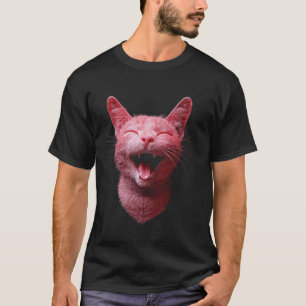 Lustiges Katzenbaby-Gesicht Rosa T-Shirt