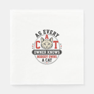 Lustiges Katzenbesitzer-Zitat Vintage-Gravurdesign Serviette