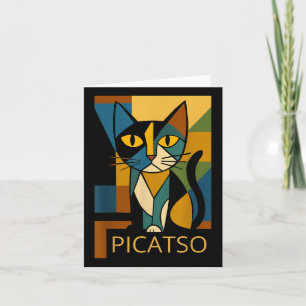 Lustiges Katzenbild Picatso - Kunststil des Kubism Karte