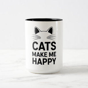 Lustiges Katzendesign - Katzen machen mich glückli Zweifarbige Tasse