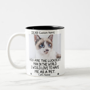 lustiges Katzengeschenk, Personalisiertes KatzenFo Zweifarbige Tasse