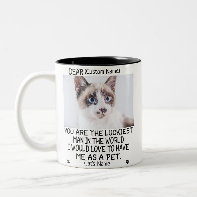 lustiges Katzengeschenk, Personalisiertes KatzenFo Zweifarbige Tasse (Links)