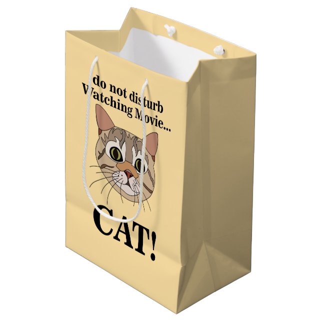 Lustiges Katzengesicht  Mittlere Geschenktüte (Vorderseite Schrägansicht)