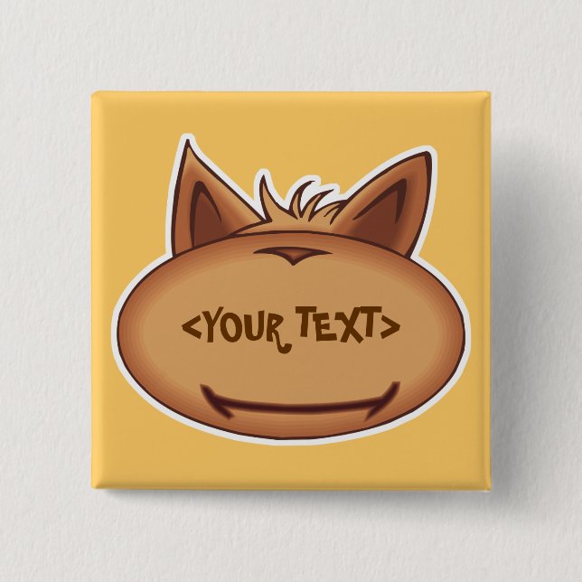Lustiges Katzengesicht, <YOUR TEXT> Button (Vorderseite)