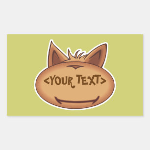 Lustiges Katzengesicht, <YOUR TEXT> Rechteckiger Aufkleber