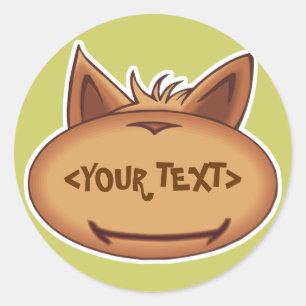 Lustiges Katzengesicht, <YOUR TEXT> Runder Aufkleber