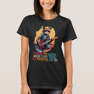 Lustiges Katzengitarren-Spielzeug für Rock'n Roll- T-Shirt