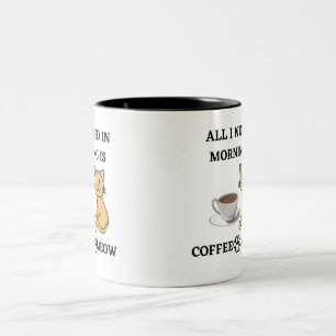 LUSTIGES KATZENLIEBHABER KAFFEE UND MIAU T-Shirt Zweifarbige Tasse