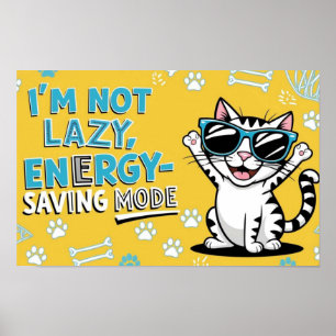 Lustiges Katzenposter, Cartoon-Katze mit Sonnenbri Poster