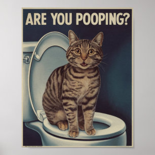 Lustiges Katzenposter Kackst du? Katzenkunst Poster